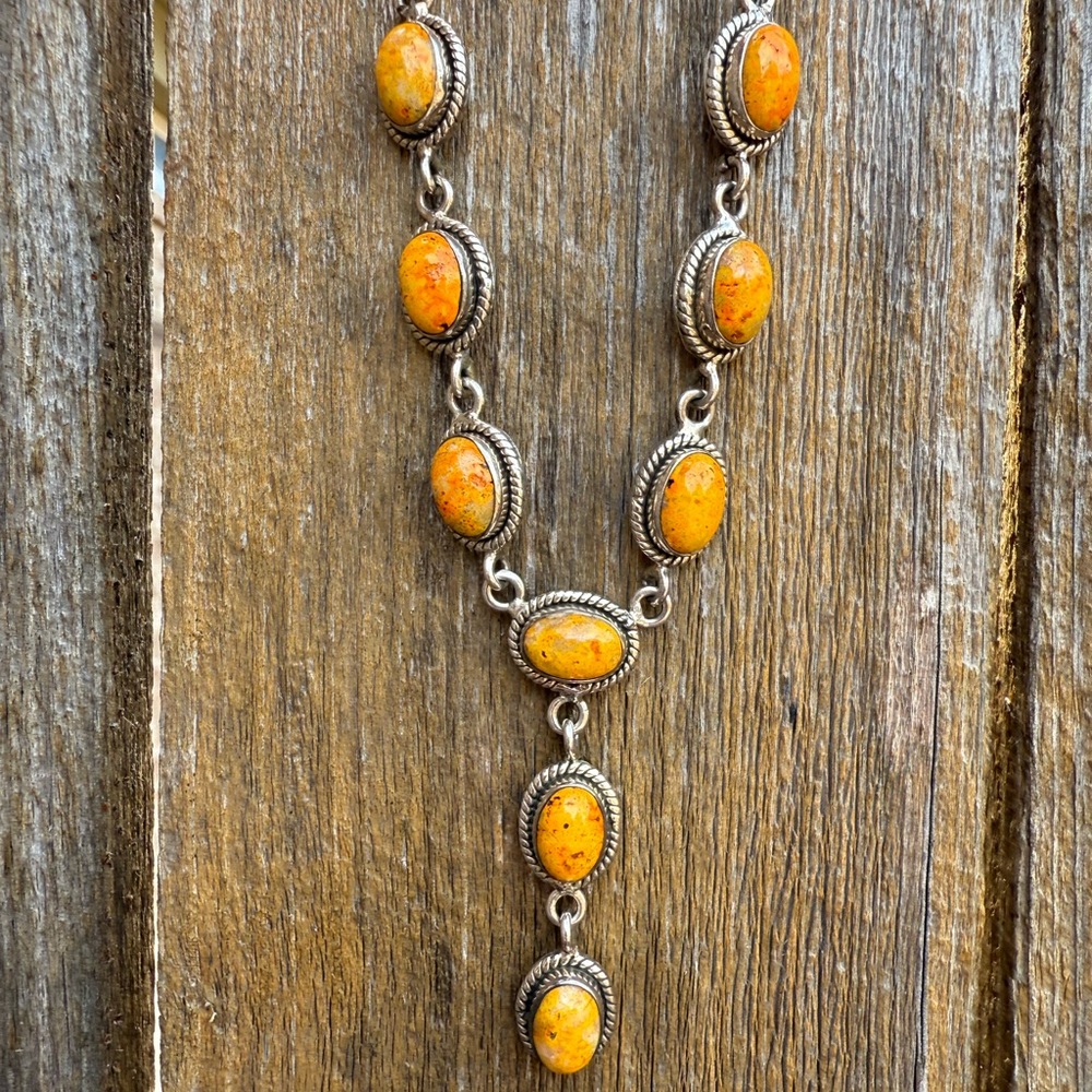 Bumblebee Jasper Elegant Lariat Sterling Silver 925 Necklace